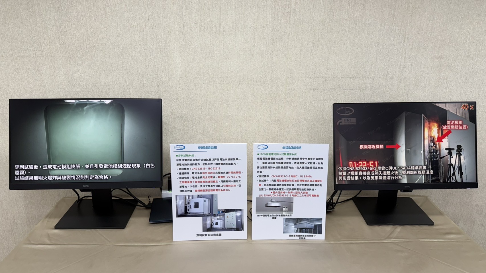 115年3月18日經濟部記者會現場播放影片-燃燒試驗及穿刺試驗 115年3月18日經濟部記者會現場播放影片-燃燒試驗及穿刺試驗